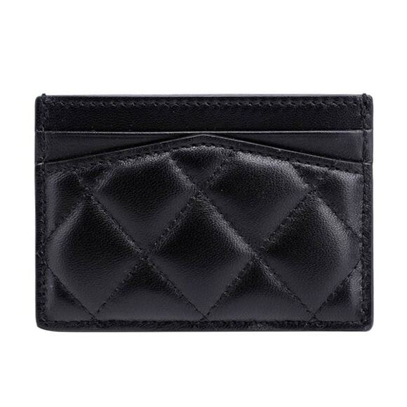 Alexander McQueen Quilted Leather Skull Card Holder Black - Picture 2 of 4